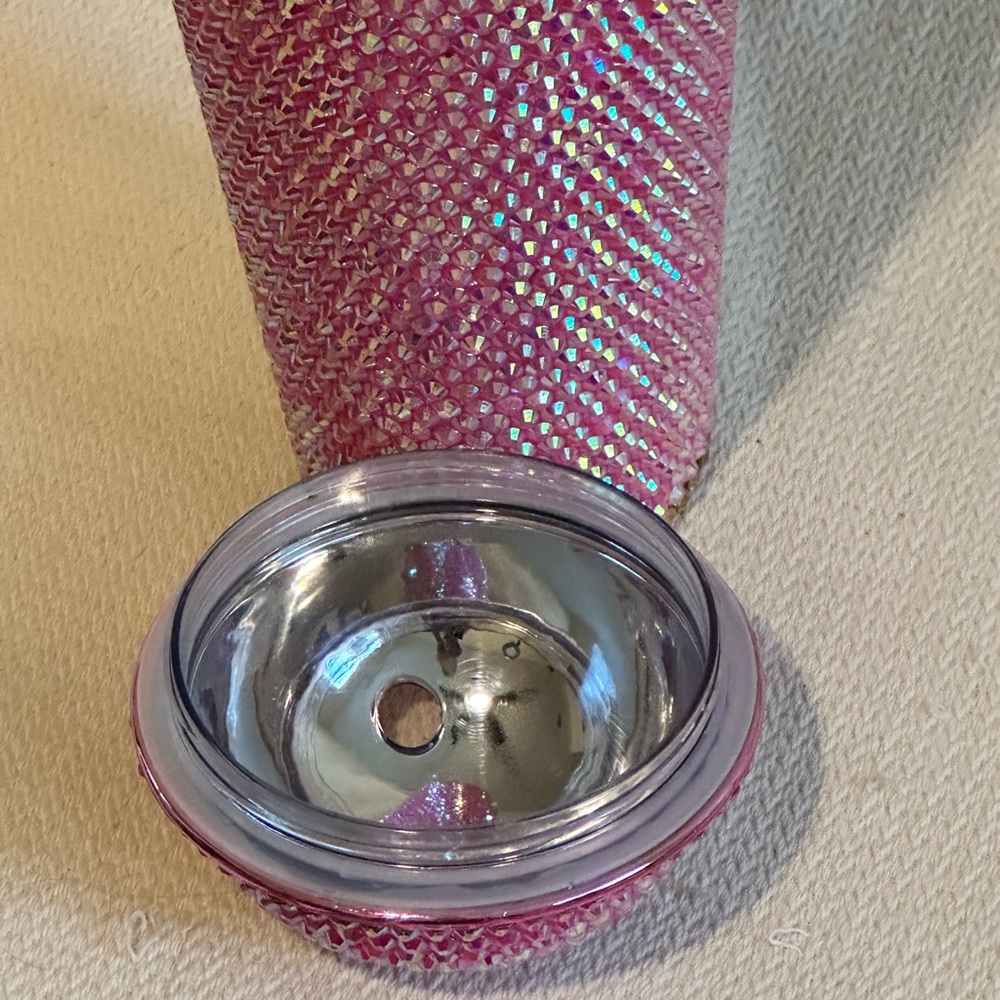 Pink Rhinestone Tumbler with Straw - Picture 6 of 7